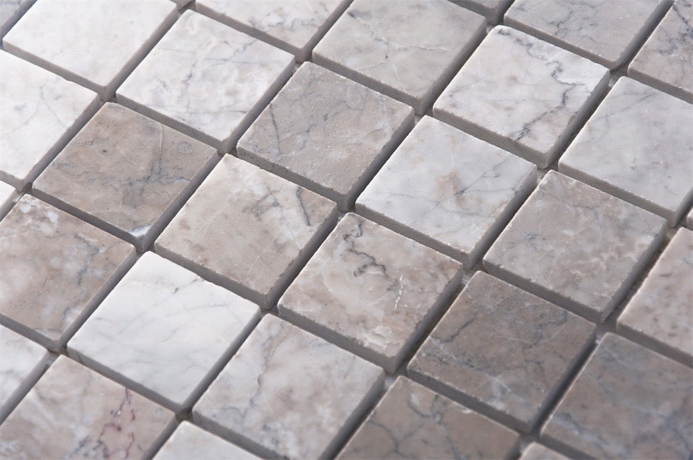 Gray Cloud Polished Marble Mosaic Floor and Wall Tile - Sample (Product Shown is Full Size)