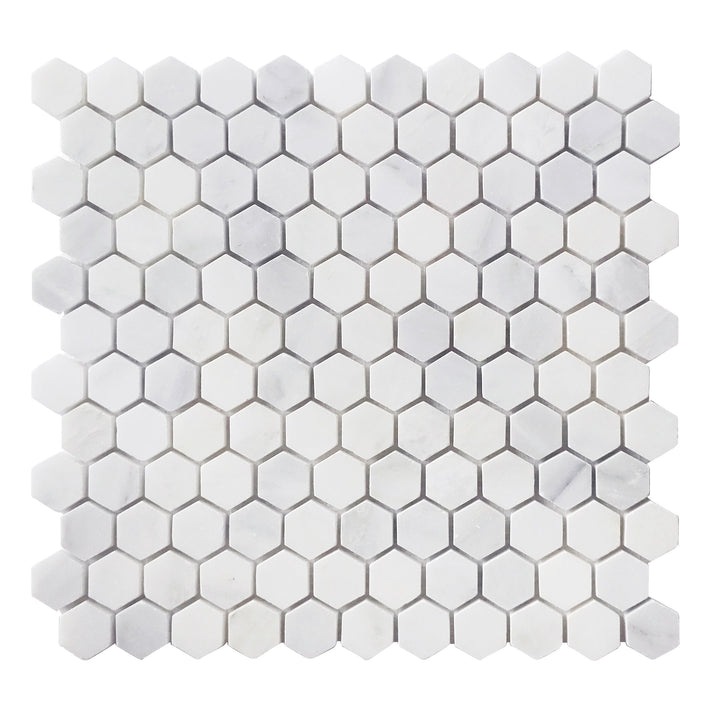 1-in Oriental White Hexagon 12-in x 11-in Marble Mosaic Floor and Wall Tile(0.92-sq. ft/ Piece)