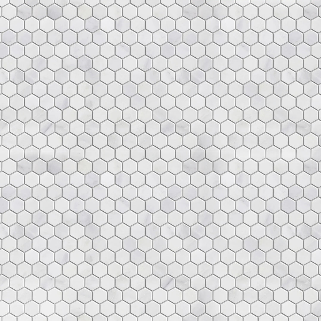 1-in Oriental White Hexagon 12-in x 11-in Marble Mosaic Floor and Wall Tile(0.92-sq. ft/ Piece)