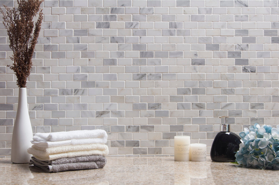 Oriental White 12-in x 12-in Marble Mosaic Wall Tile(1-sq. ft/ Piece)