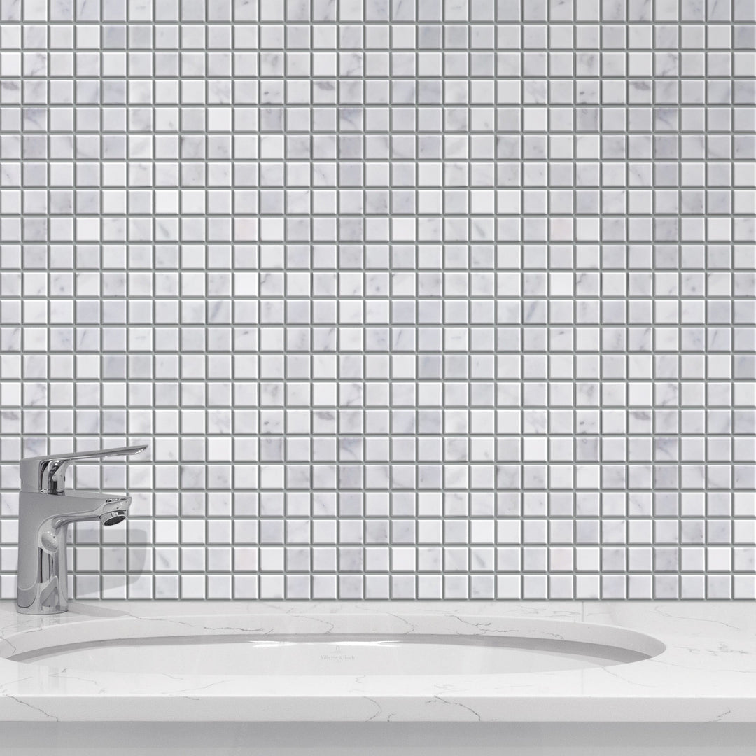 Oriental White 12-in x 12-in Marble Mosaic Floor and Wall Tile(1-sq. ft/ Piece)