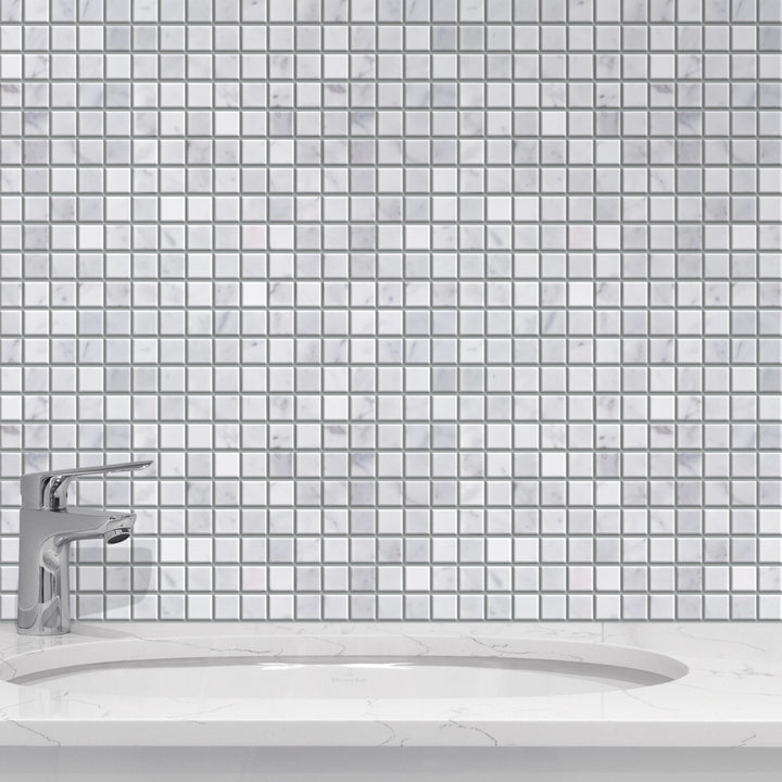 Oriental White 12-in x 12-in Marble Mosaic Floor and Wall Tile(1-sq. ft/ Piece)