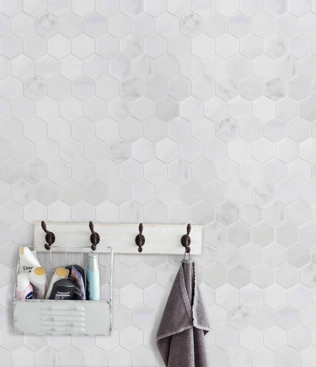 2-in Oriental White Hexagon 12-in x 12-in Marble Mosaic Floor and Wall Tile(1-sq. ft/ Piece)