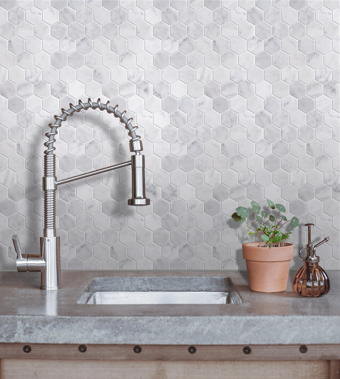 2-in Carrara White Hexagon 12-in x 12-in Marble Mosaic Floor and Wall Tile(1-sq. ft/ Piece)