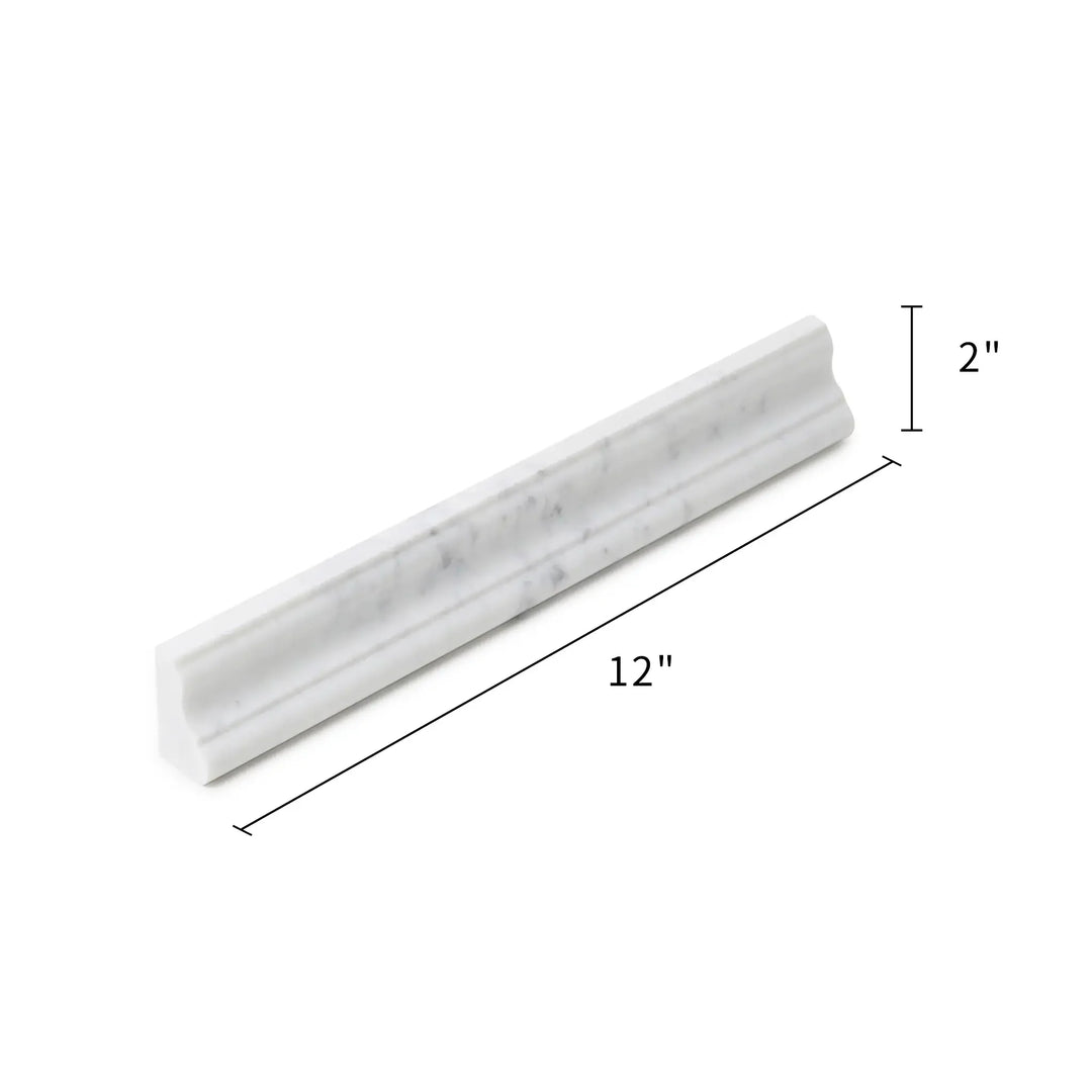 Carrara White 2-in x 12-in Polished Crown Molding Marble Trim(0.17-sq. ft/ Piece)