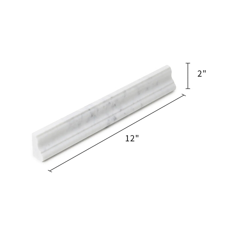 Carrara White 2-in x 12-in Polished Crown Molding Marble Trim(0.17-sq. ft/ Piece)