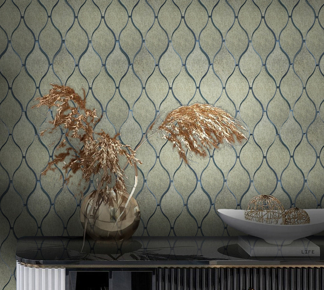 Soft Harmony Feathers Antique Mirror 9-in x 10-in Glass Mosaic Wall Tile(1-sq. ft/ Piece)