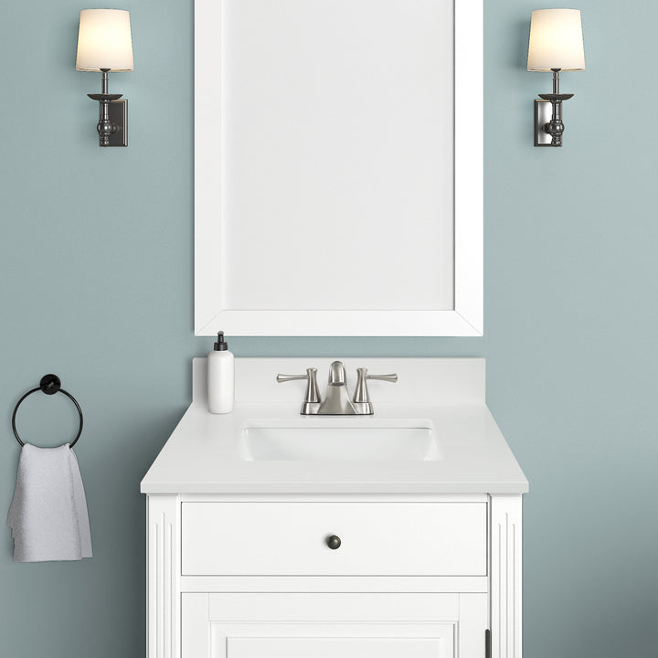 37" Snow White Quartz Vanity Top Sink