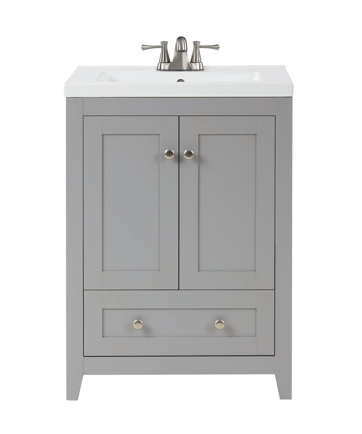 Adak 24" Compact Vanity in Gray with Porcelain Top