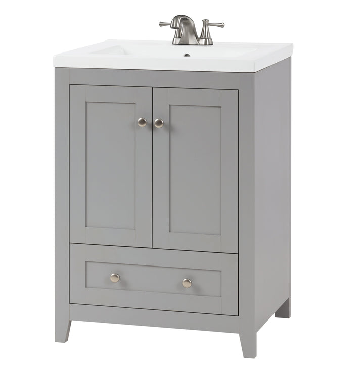 Adak 24" Compact Vanity in Gray with Porcelain Top