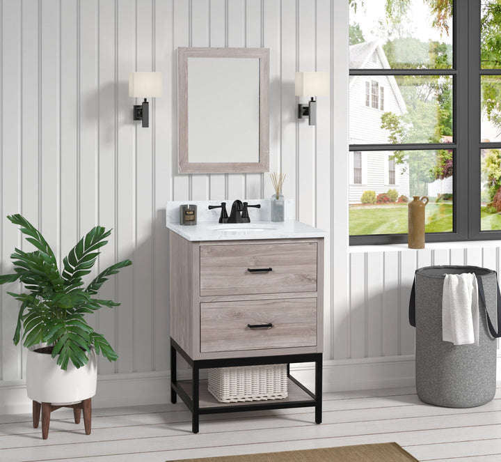 Hartley 25" Single Vanity With Carrara Engineered Stone Top