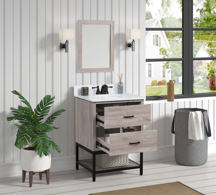 Hartley 25" Single Vanity With Carrara Engineered Stone Top