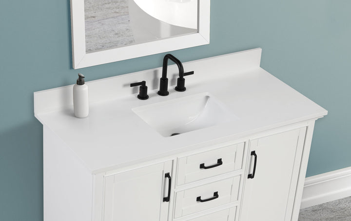 43" Snow White Quartz Vanity Top Sink