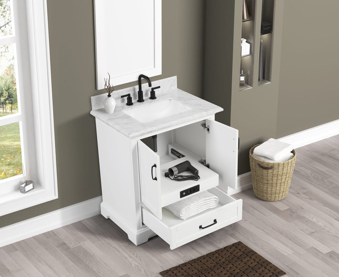 Rhoda Vanity Set with Carrara Marble Top