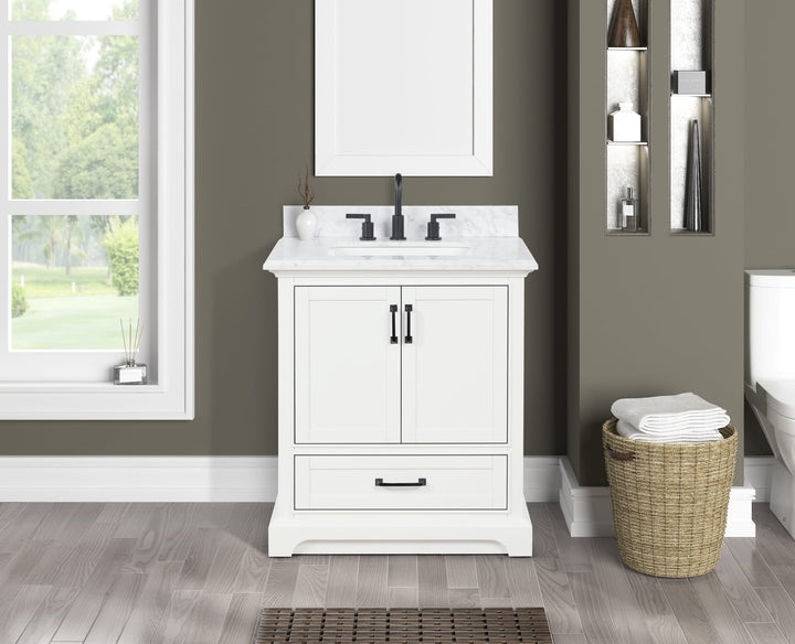 Rhoda Vanity Set with Carrara Marble Top