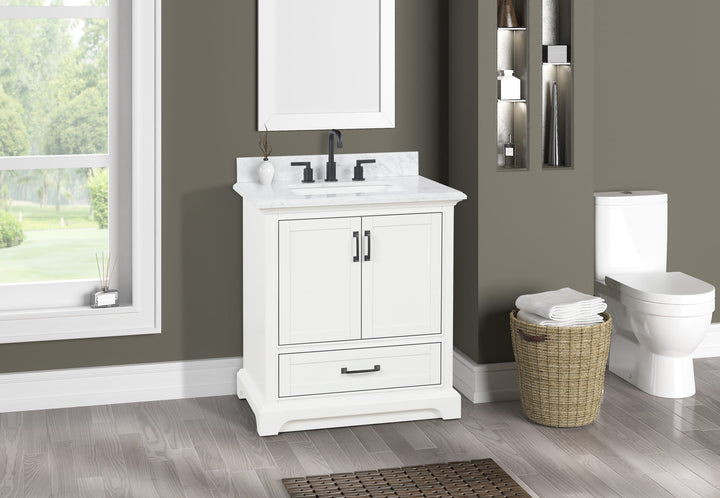 Rhoda Vanity Set with Carrara Marble Top