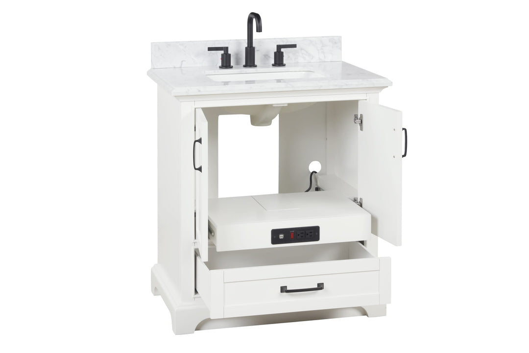 Rhoda Vanity Set with Carrara Marble Top