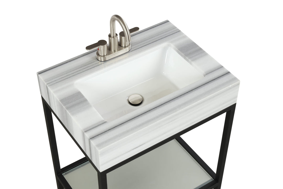 Vaia 24" Bathroom Vanity Set with Natural Marble Top