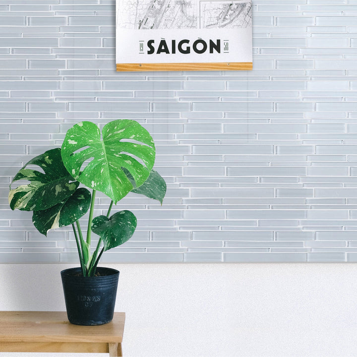 Ice Block Random Strip 12-in x 12-in Glass Mosaic Wall Tile(1-sq. ft/ Piece)