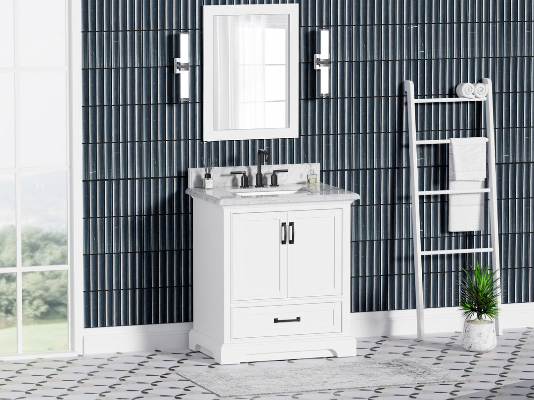Rhoda Vanity Set with Carrara Marble Top