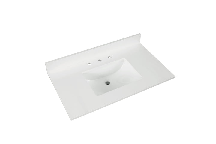 37" Snow White Quartz Vanity Top Sink