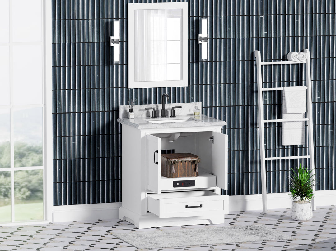 Rhoda Vanity Set with Carrara Marble Top