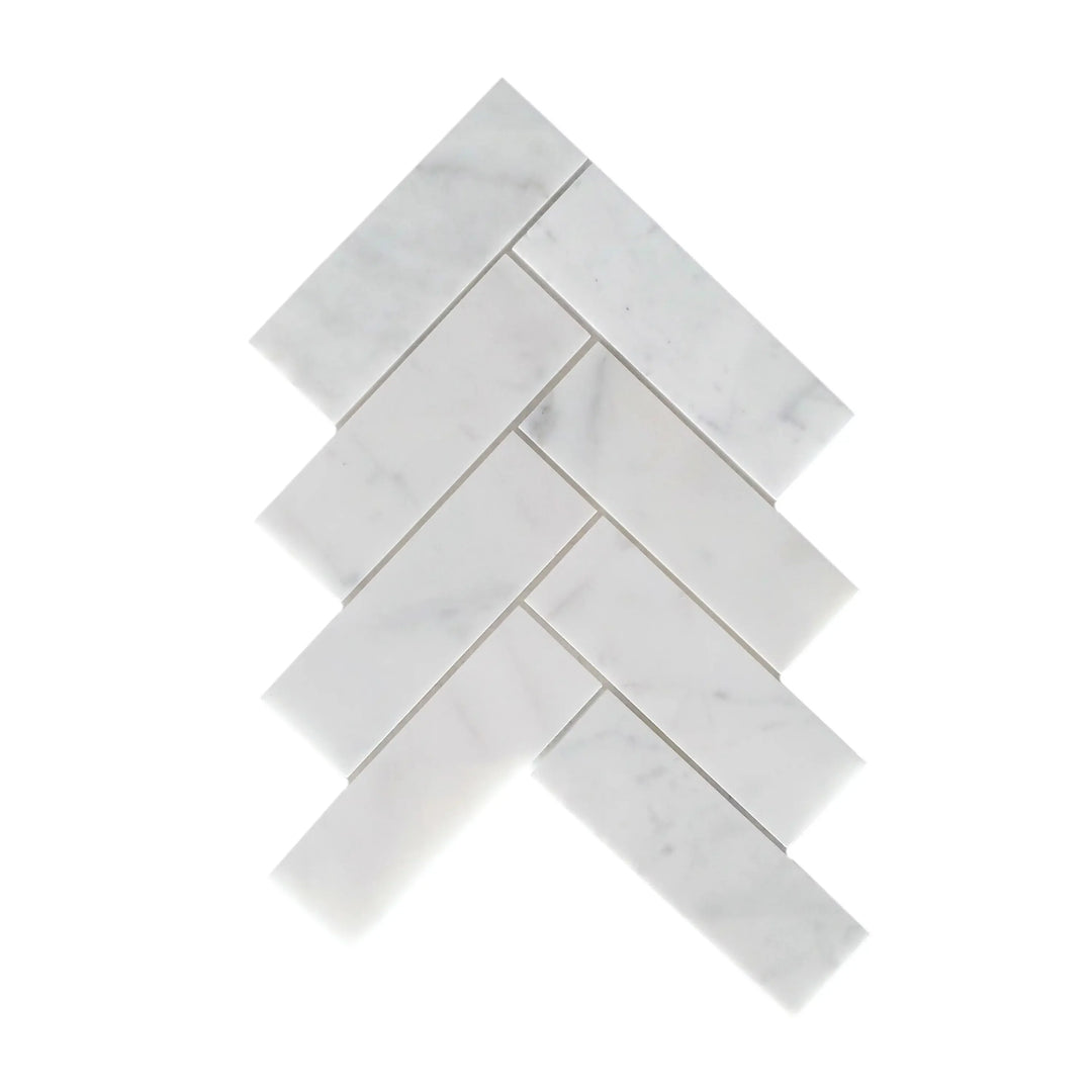 Single Calacatta Herringbone Polished Marble Mosaic Tile – 8x11 inch elegant polished marble tile