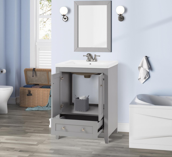 Adak 24" Compact Vanity in Gray with Porcelain Top