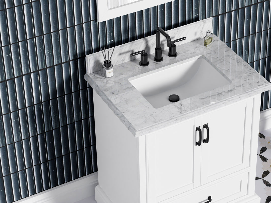 Rhoda Vanity Set with Carrara Marble Top