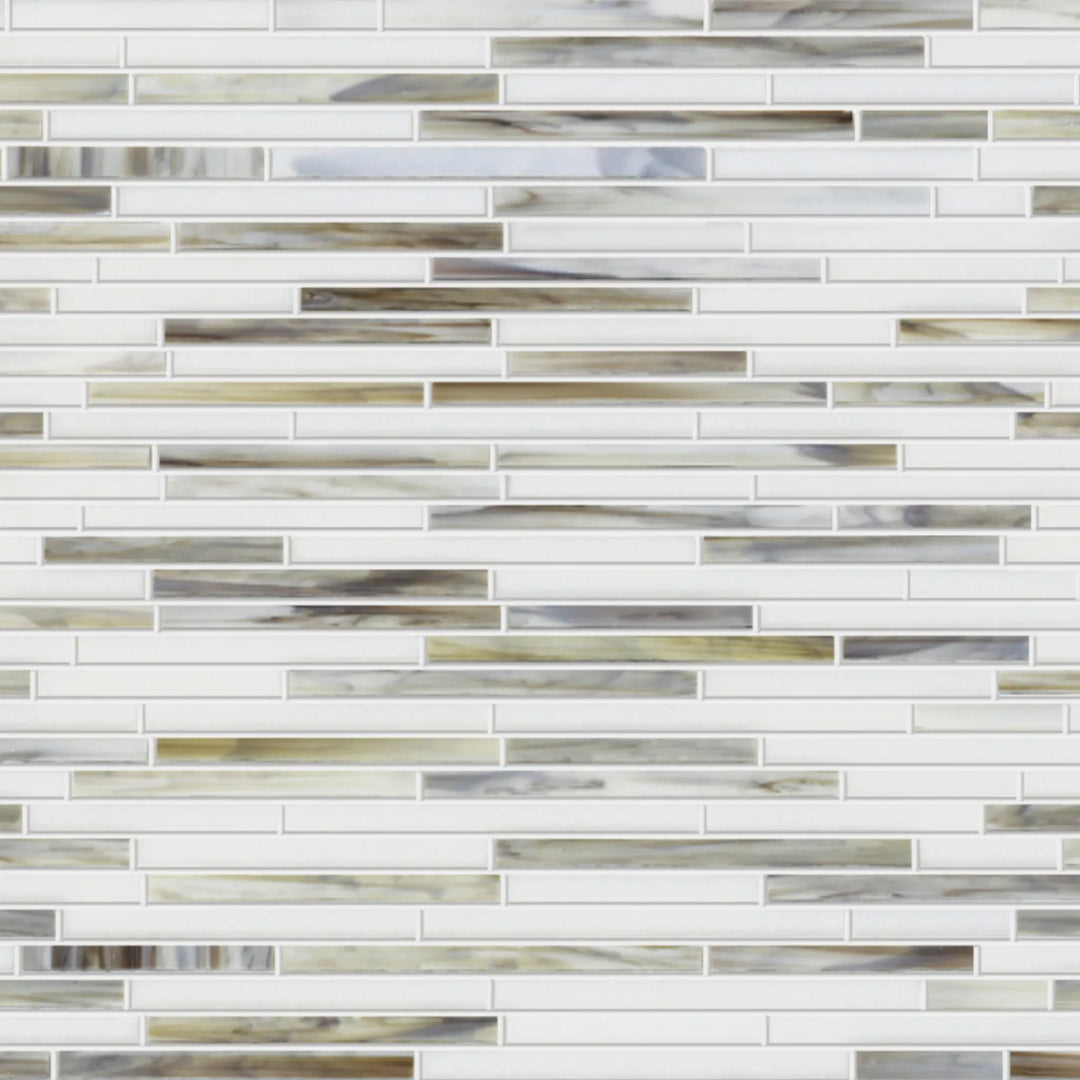 Silver Weave Random Strip Glass Mix 12-in x 12-in Glass Mosaic Wall Tile(1-sq. ft/ Piece)