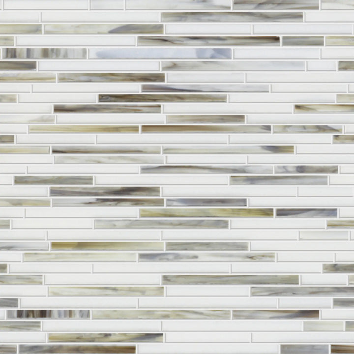 Silver Weave Random Strip Glass Mix 12-in x 12-in Glass Mosaic Wall Tile(1-sq. ft/ Piece)