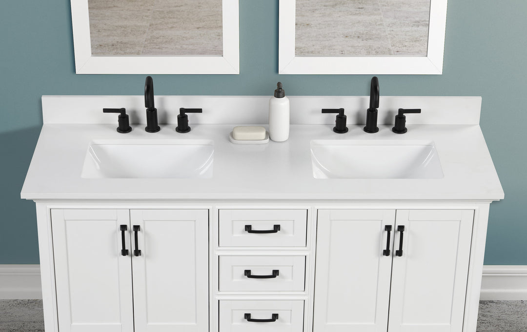 43" Snow White Quartz Vanity Top Sink