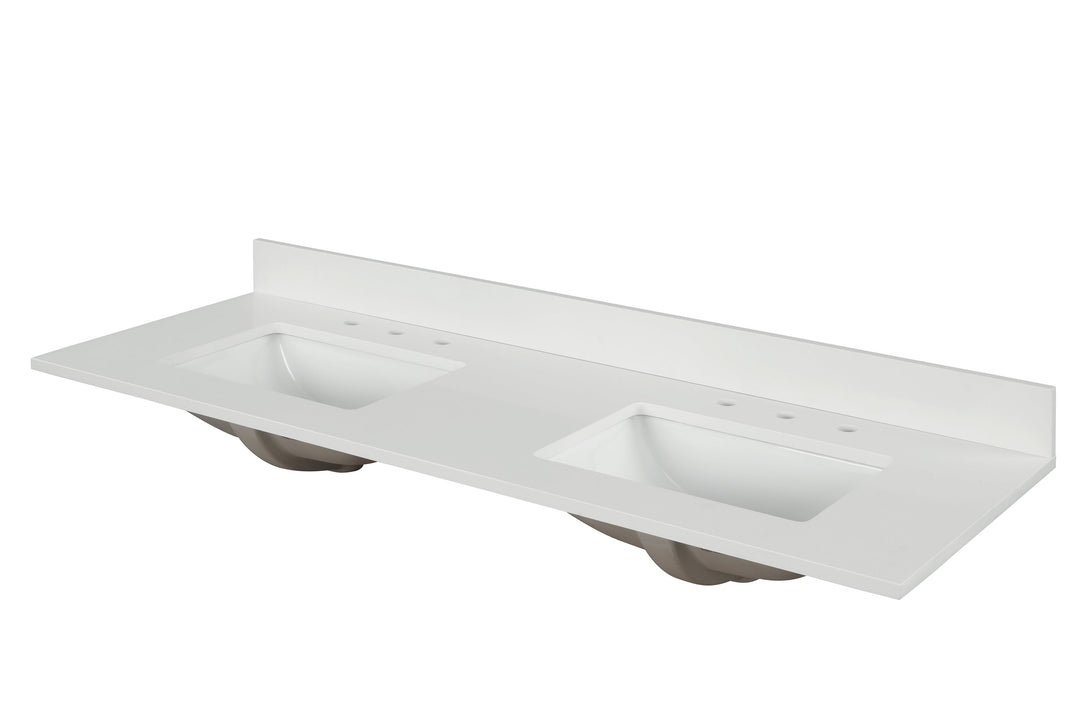 37" Snow White Quartz Vanity Top Sink