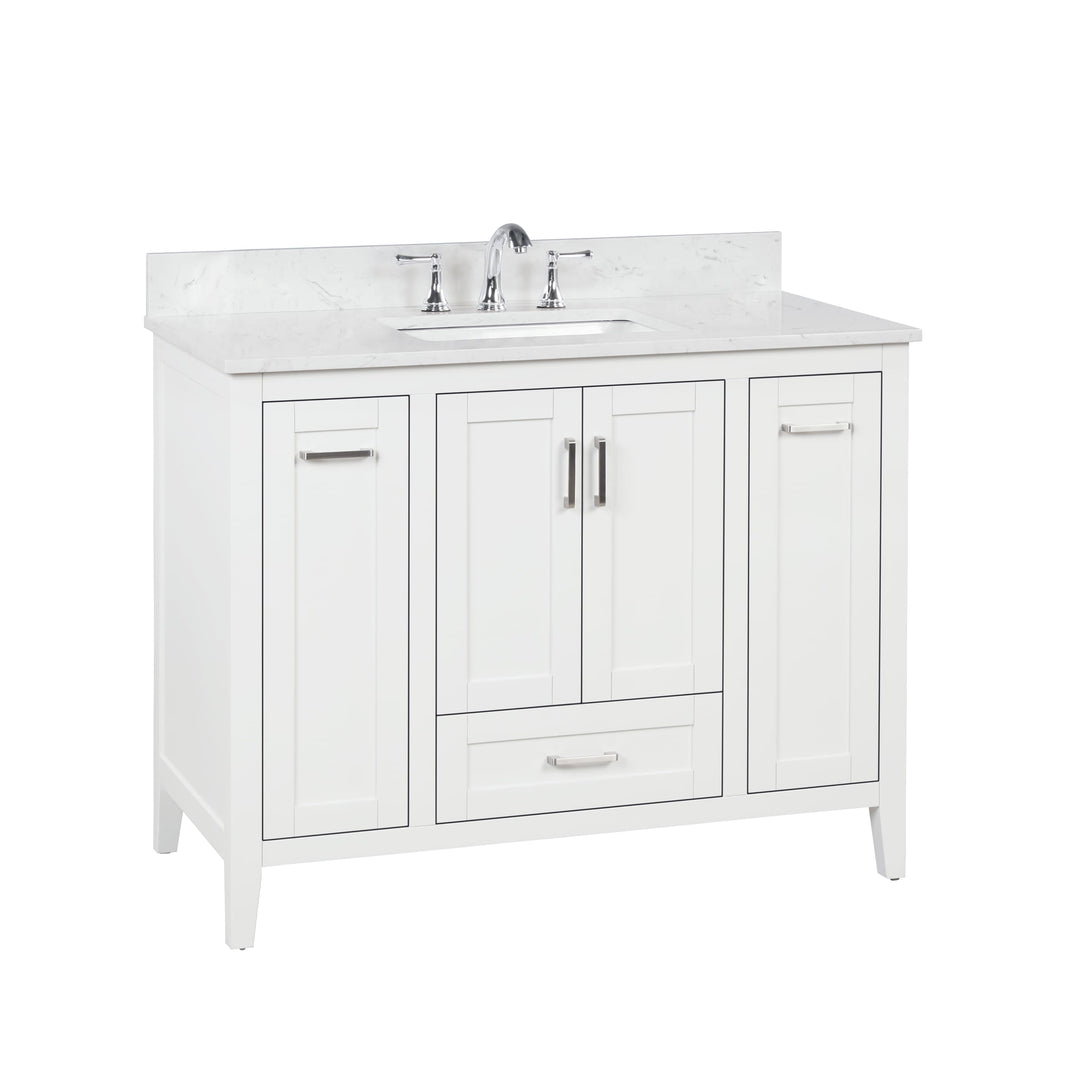 Milford 42" Single Vanity With Carrara Engineered Stone Top