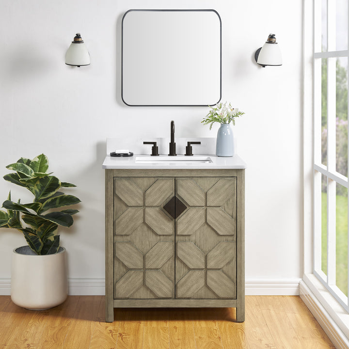 Emporia 30" Single Vanity with White Calacatta Vicenza Quartz Top