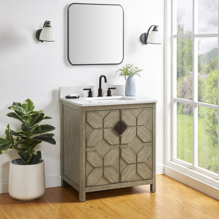 Emporia 30" Single Vanity with White Calacatta Vicenza Quartz Top