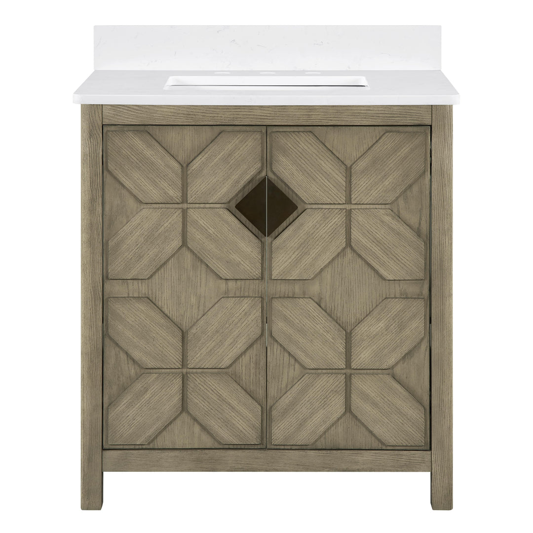 Emporia 30" Single Vanity with White Calacatta Vicenza Quartz Top