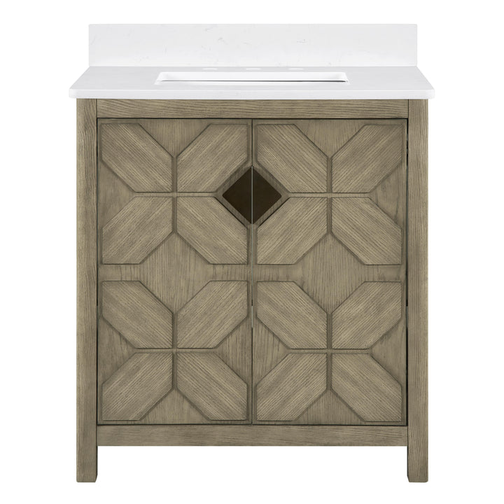 Emporia 30" Single Vanity with White Calacatta Vicenza Quartz Top