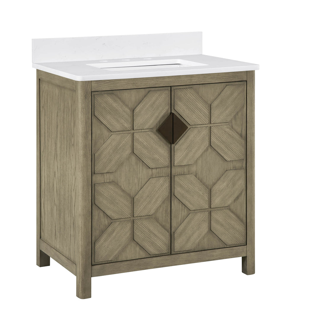 Emporia 30" Single Vanity with White Calacatta Vicenza Quartz Top