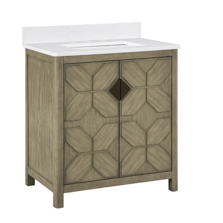 Emporia 30" Single Vanity with White Calacatta Vicenza Quartz Top