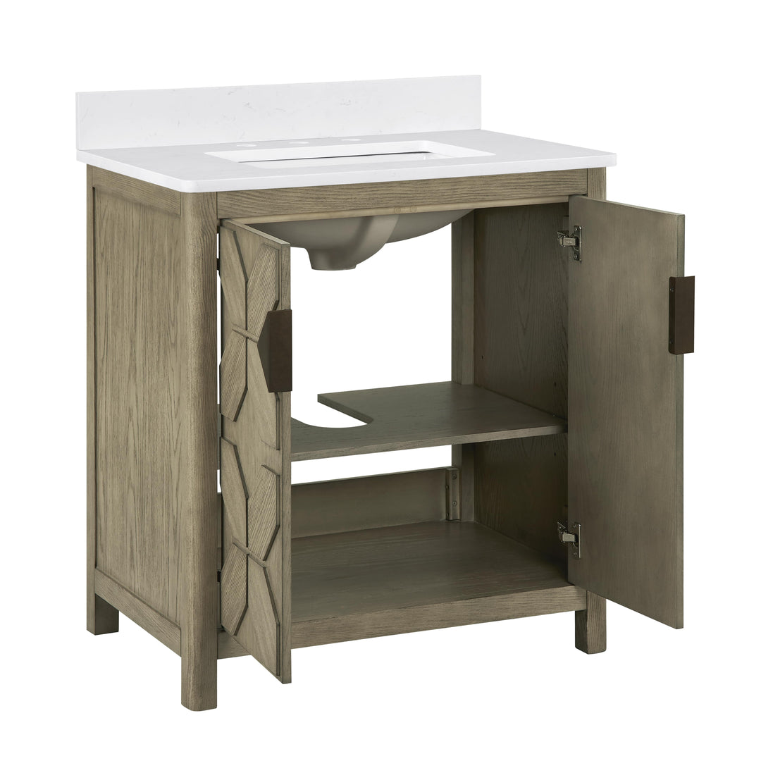 Emporia 30" Single Vanity with White Calacatta Vicenza Quartz Top