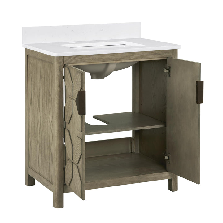 Emporia 30" Single Vanity with White Calacatta Vicenza Quartz Top