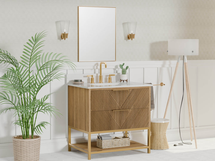 Waymart 30" Single Vanity With Pure White Quartz Top