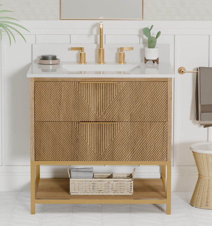 Waymart 30" Single Vanity With Pure White Quartz Top