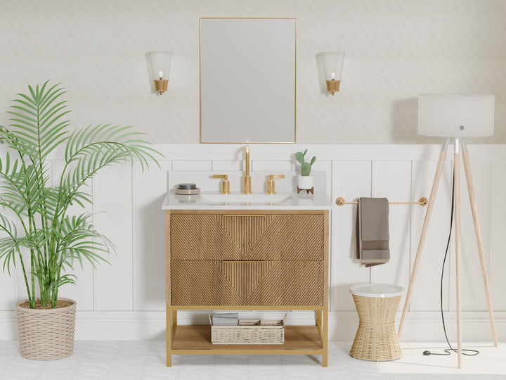 Waymart 30" Single Vanity With Pure White Quartz Top