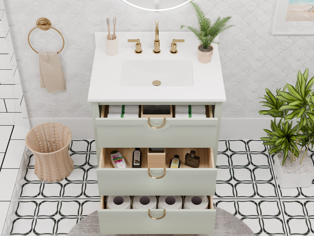 Yulan 30" Single Vanity With Pure White Quartz Top