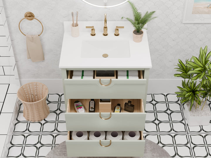 Yulan 30" Single Vanity With Pure White Quartz Top