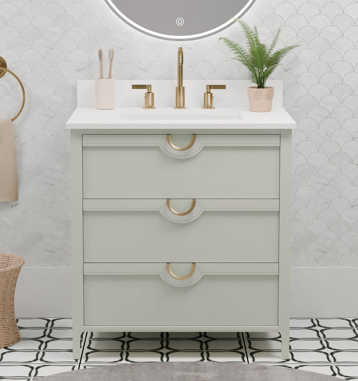 Yulan 30" Single Vanity With Pure White Quartz Top