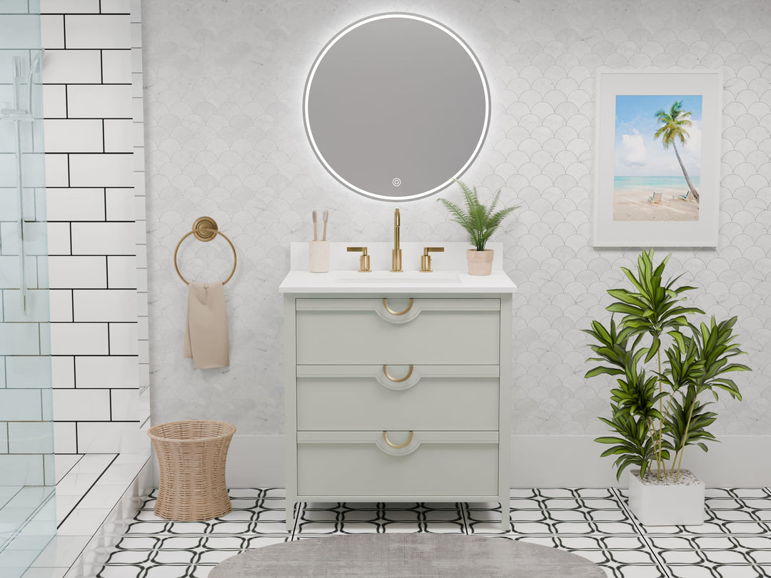 Yulan 30" Single Vanity With Pure White Quartz Top