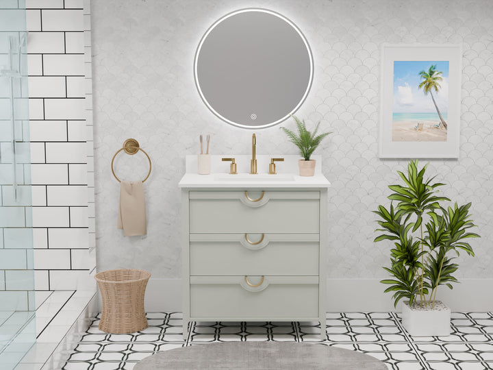 Yulan 30" Single Vanity With Pure White Quartz Top